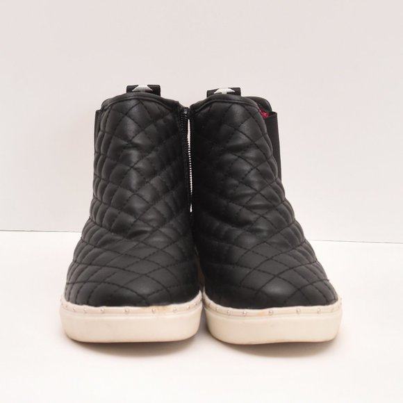Steve Madden Black Quilted High Top Sneaker JQUEST Zip Closure Girls Size 4 - Picture 3 of 8